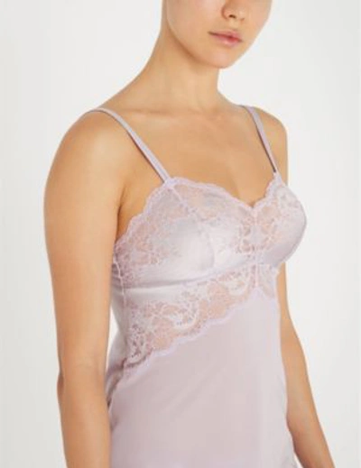 Shop Wacoal Lace Affair Stretch-jersey Chemise In Lilac Mar Past Lilac