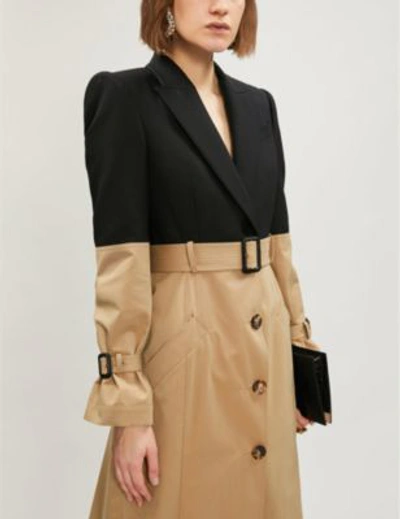 Shop Alexander Mcqueen Contrast-panel Cotton And Wool-blend Trench Coat In Beige