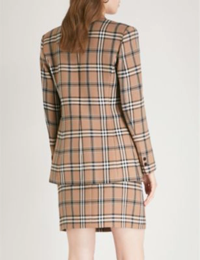 Shop Sandro Checked Woven Jacket In Camel