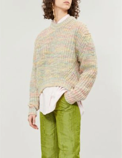 Shop Acne Studios Kora Chunky-knit Cotton And Wool-blend Jumper In Grey/multi