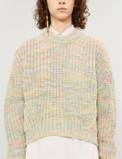 Shop Acne Studios Kora Chunky-knit Cotton And Wool-blend Jumper In Grey/multi