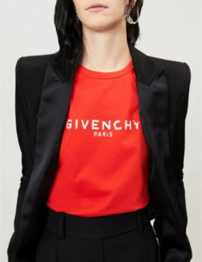 Shop Givenchy Logo-print Slim Fit Cotton-jersey T-shirt In Red