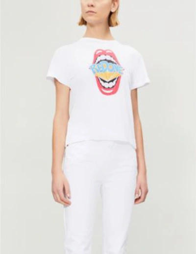 Shop Re/done Logo-print Cotton-jersey T-shirt In Optic White