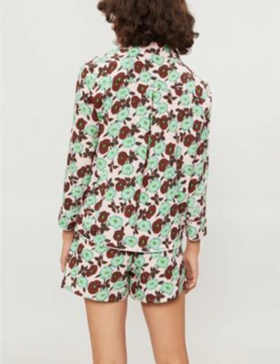 Shop Sandro Floral-print Crepe Shirt In Petal