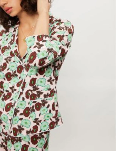 Shop Sandro Floral-print Crepe Shirt In Petal