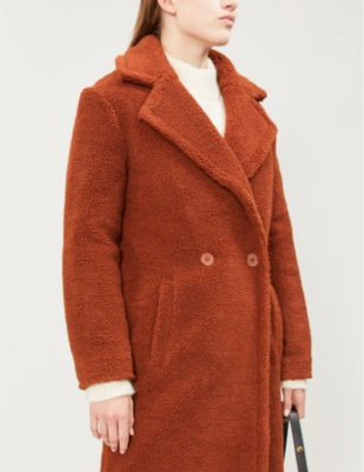 Shop Maje Gourson Faux-shearling Coat In Brown