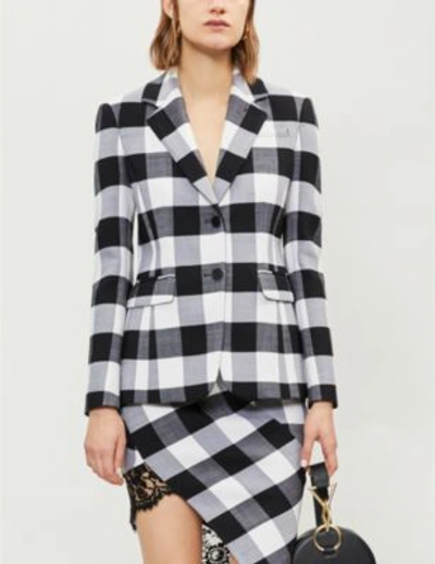 Shop Altuzarra Fenice Checked Wool Jacket In Black/white