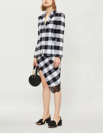 Shop Altuzarra Fenice Checked Wool Jacket In Black/white