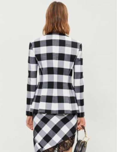 Shop Altuzarra Fenice Checked Wool Jacket In Black/white