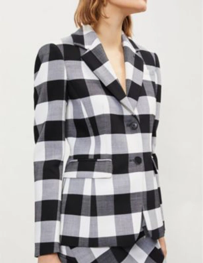 Shop Altuzarra Fenice Checked Wool Jacket In Black/white