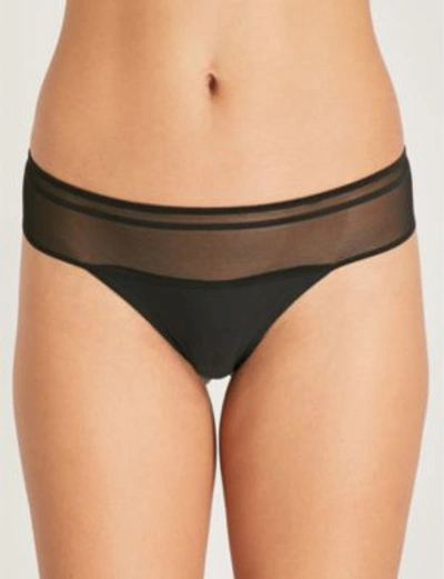 Shop Heidi Klum Intimates Nightshade Stretch-mesh Thong In Black