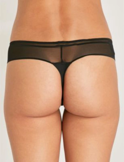 Shop Heidi Klum Intimates Nightshade Stretch-mesh Thong In Black