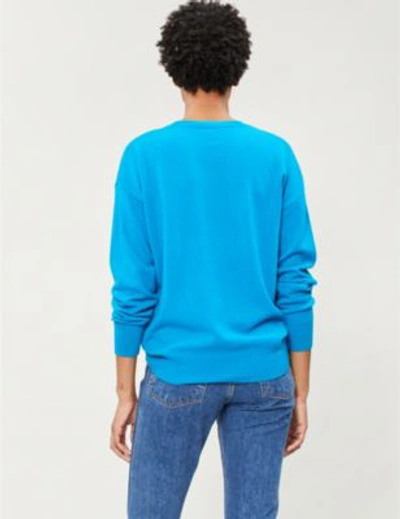 Shop Sandro Dream Wool And Cashmere-blend Jumper In Turquoise