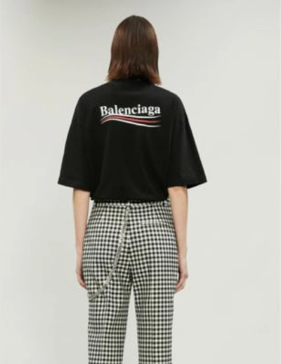 Shop Balenciaga Logo-print Oversized Cotton-jersey T-shirt In Black