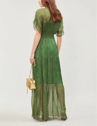 Shop Ba&sh Green Wanda Metallic Georgette Maxi Dress