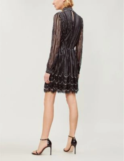 Shop Michael Michael Kors Embellished Geometric-lace Dress In Blk/silver