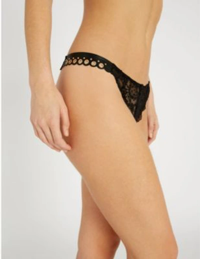 Shop Aubade Femme Sensuelle Mid-rise Thong In Noir