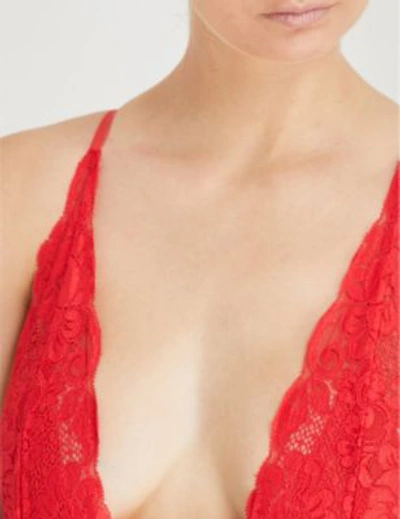 Shop Hot As Hell Comin' In Haht Stretch-lace Bodysuit In Siren Red