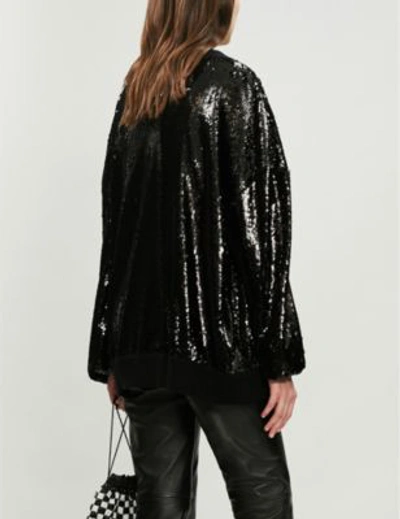 Shop The Kooples V-neck Sequin Cardigan In Bla01