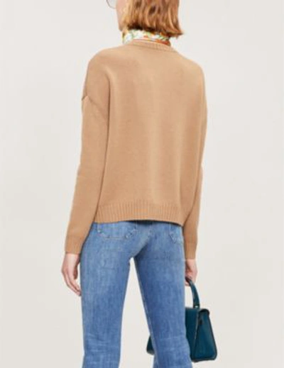 Shop Valentino Crewneck Cashmere Jumper In Cammello