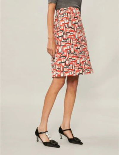 Shop Prada Retro-print Cotton-poplin Skirt In Arancio