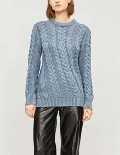 Shop Theory Twisted Cable-knit Jumper In Denim