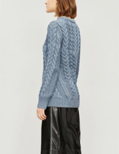 Shop Theory Twisted Cable-knit Jumper In Denim