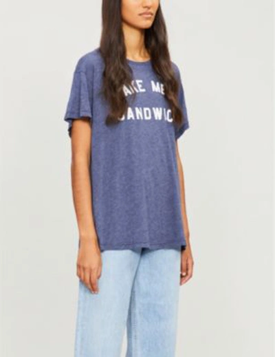 Shop Wildfox ‘make Me A Sandwich'-print Cotton-blend T-shirt In Oxford