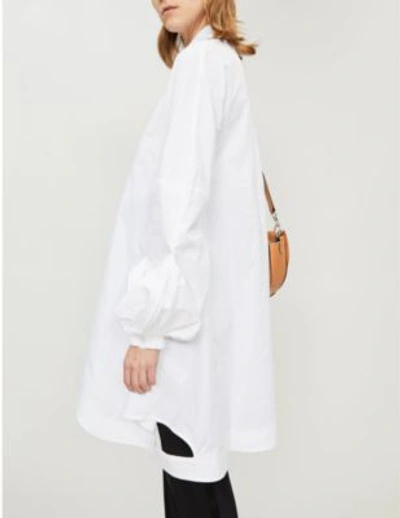 Shop Jw Anderson Puffed-sleeve Cotton Shirt Dress In White