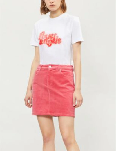 Shop Ganni Ridgewood High-rise Corduroy Skirt In Hot Pink