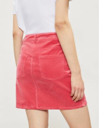 Shop Ganni Ridgewood High-rise Corduroy Skirt In Hot Pink