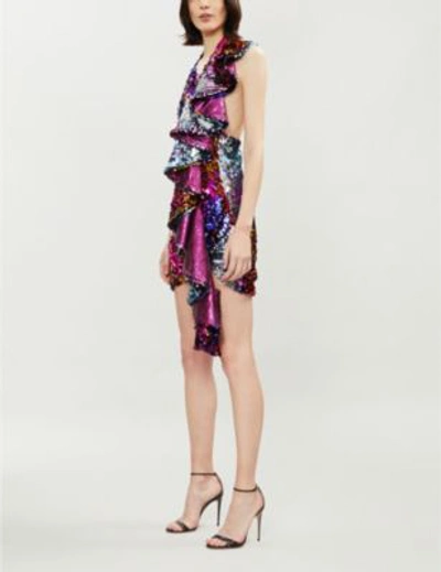 Shop Halpern Cascade Sequinned Dress In Multi