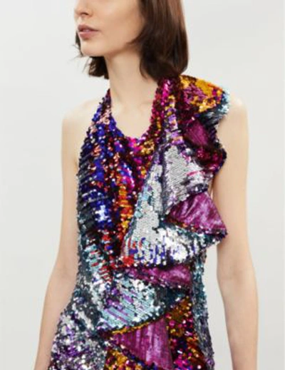 Shop Halpern Cascade Sequinned Dress In Multi