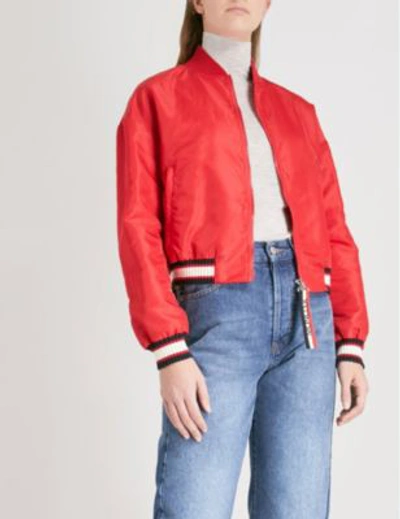 Shop Moncler Actinote Shell Bomber Jacket In Red