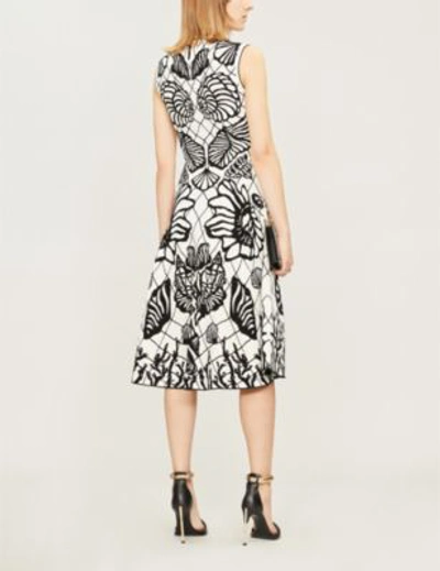 Shop Alexander Mcqueen Shell-embroidered Knitted Dress In Ivory/black