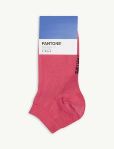 Shop Pantone Ankle Cut Cotton-blend Socks Pack Of Two In Candy