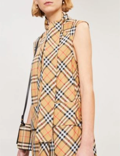 Shop Burberry Vintage Check Sleeveless Cotton Dress In Antique Yellw Ip Chk