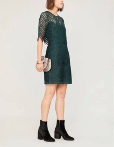 Shop Maje Rosalba Cutout Lace Dress In Vert