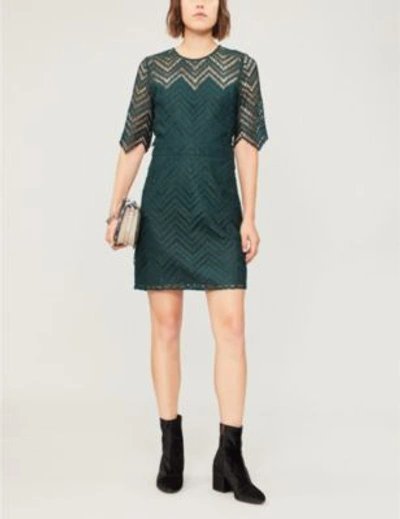 Shop Maje Rosalba Cutout Lace Dress In Vert