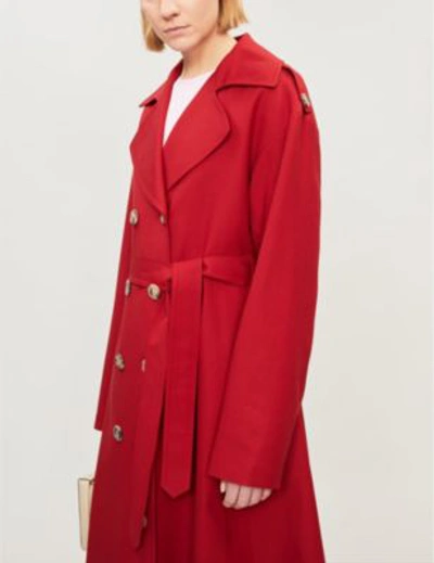 Shop Khaite Lauren Cotton-twill Trench Coat In Currant