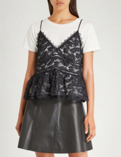 Claudie Pierlot Tescome Camisole layered Cotton T shirt In Ecru