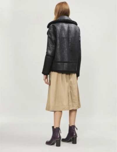 Shop Joseph Detroit Leather And Shearling Bomber Merinos Sheepskin In Black