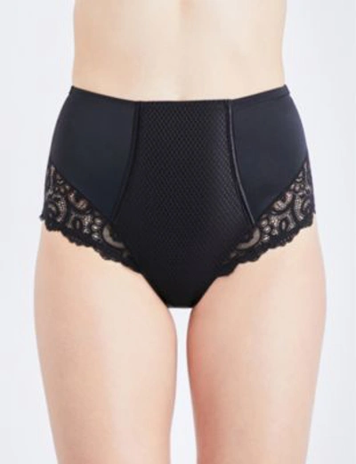 Shop Maison Lejaby Gaby High-rise Lace Briefs In Black