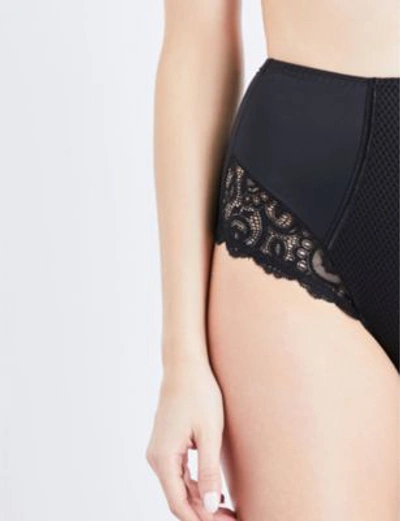 Shop Maison Lejaby Gaby High-rise Lace Briefs In Black