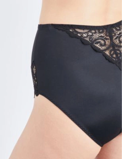 Shop Maison Lejaby Gaby High-rise Lace Briefs In Black