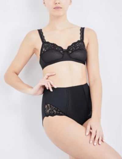 Shop Maison Lejaby Gaby High-rise Lace Briefs In Black