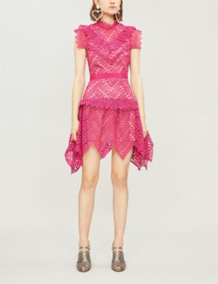 self portrait triangle lace dress
