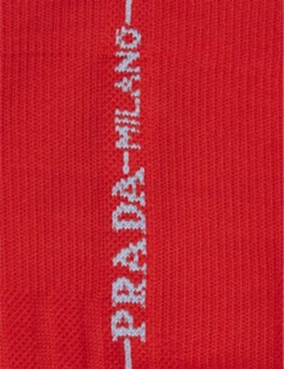 Shop Prada Calzino Long Socks In Rosso/celeste