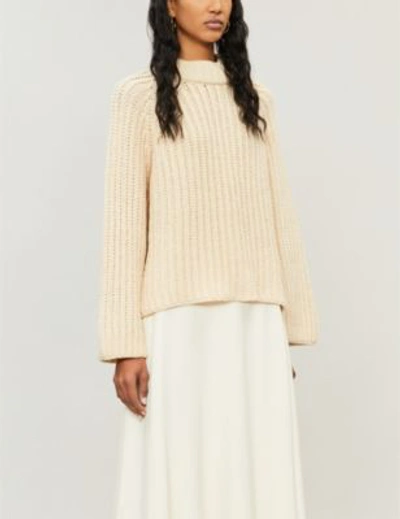 Shop Arje Steph High-neck Chunky-knit Wool In Vanilla