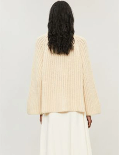 Shop Arje Steph High-neck Chunky-knit Wool In Vanilla